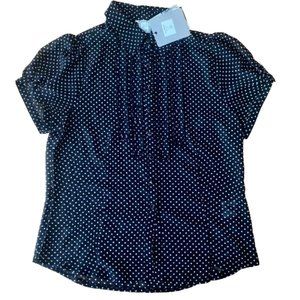 BRAND NEW WITH TAGS: Black & White Polka Dot Blouse - Size XL